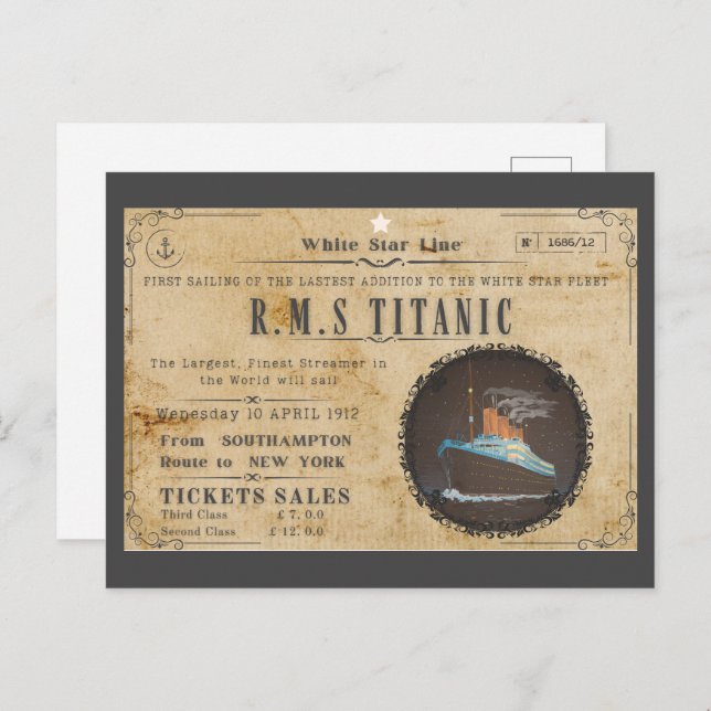 CARTE POSTALE RMS TITANIC BOARING PUBLICATION (Devant / Derrière)