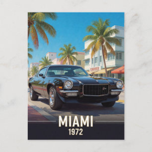 Carte Postale Road Trip en Muscle Car à Miami 1972 Floride