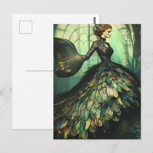 Carte Postale Robe à écailles de poisson de mode (Devant / Derrière)