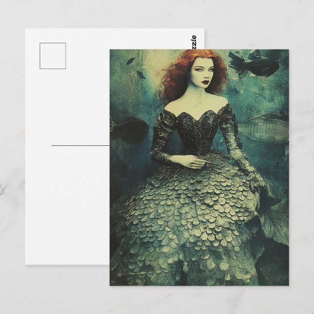 Carte Postale Robe à écailles de poisson mode femme (Devant / Derrière)