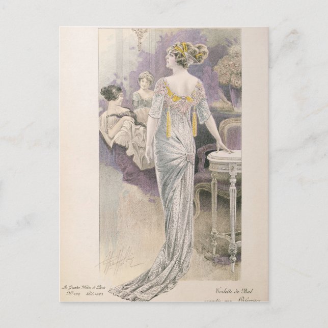 Carte Postale Robe de bal, des Grandes Modes de Paris (Devant)