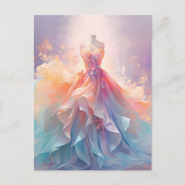 Carte Postale Robe de couture pastel rêveuse Art (Devant)