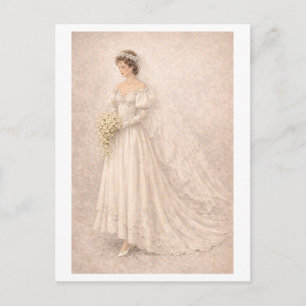 Carte Postale Robe de mariée vintage des années 80