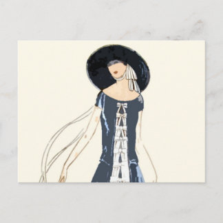 Carte Postale Robe de mode féminine et Casquette des années 1920