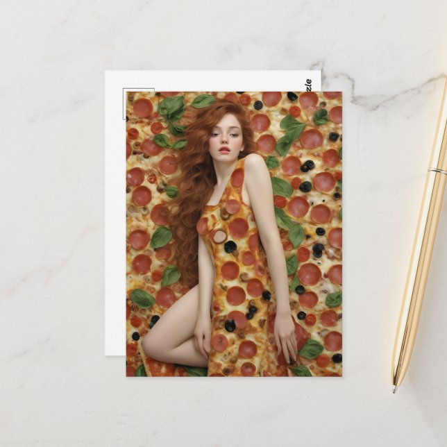 Carte Postale Robe De Pizza (Devant/Arrière en situation)