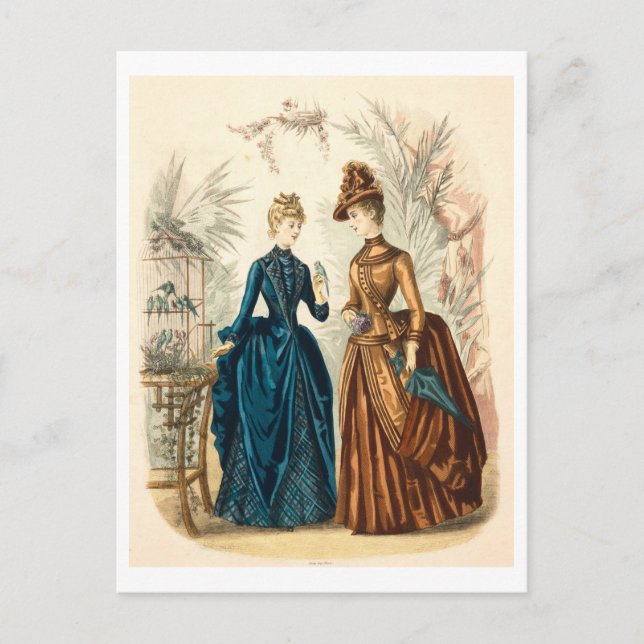 Carte Postale Robe d'illustration de mode vintage 1886 (Devant)