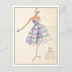 Carte Postale Robe Fleurie Dessin de mode