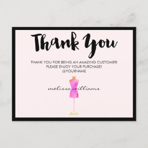 Carte Postale Robe rose aquarelle mannequin Poshmark Merci