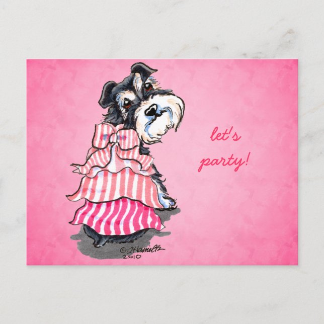 Carte Postale Robe rose Girly Schnauzer Hors-Leash Art™ (Devant)