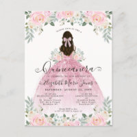 Robe rose poudrée florale pour Quinceanera 15 ans