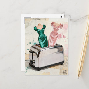 Carte Postale Robe vintage dans un grille-pain
