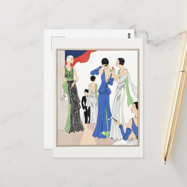 Carte Postale Robes du soir (1932) par Paquin (Devant/Arrière en situation)
