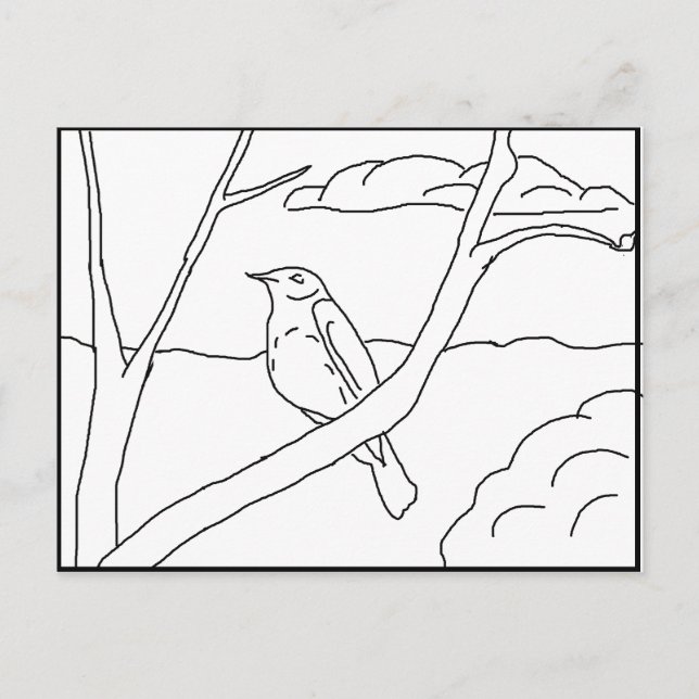 Carte postale - Robin à colorier (Devant)