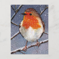 ROBIN ANGLAIS DANS LA NEIGE : HUL PASTEL ART