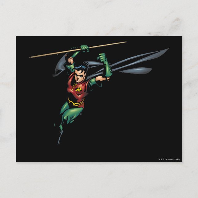 Carte Postale Robin avec le personnel - Leaps (Devant)