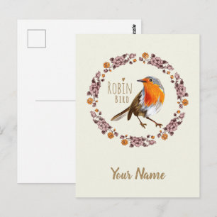 Carte Postale Robin Botanical Fleurs vintages pour amoureux des
