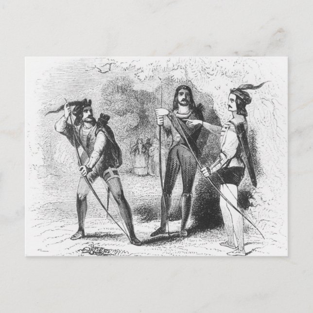 Carte Postale Robin des Bois, Scarlet et John (Devant)