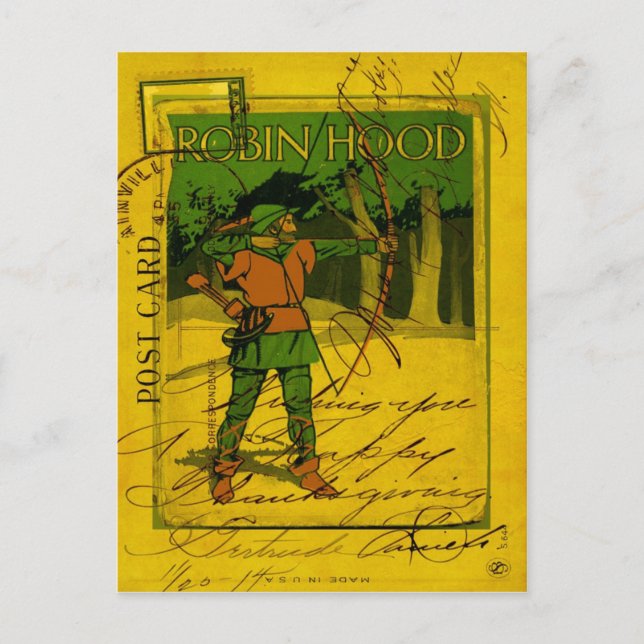 Carte Postale Robin des Bois, son cou et sa flèche (Devant)