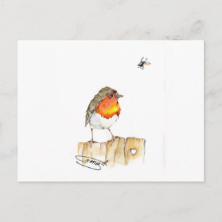 Carte Postale Robin Original Aquarelle Design