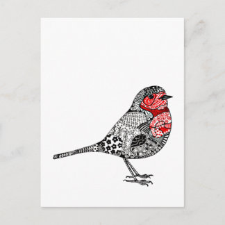 Carte Postale Robin rouge
