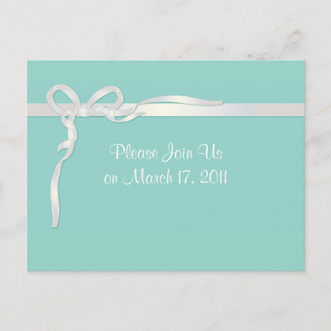 Carte Postale Robin's Egg Blue Jewelry Box avec ruban blanc (Devant)