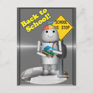 Carte Postale Robo-x9 à l'arrêt de bus scolaire