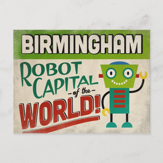 Carte Postale Robot Birmingham Alabama - Vintage amusant (Devant)
