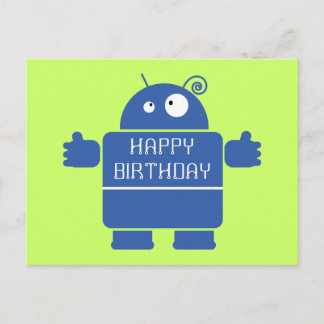 Carte postale Robot Bleu Cute