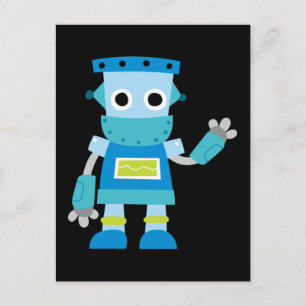Carte Postale Robot Bleu Enfants Coloré