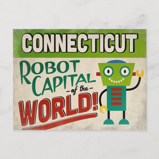 Carte Postale Robot Connecticut - Vintage amusant (Devant)