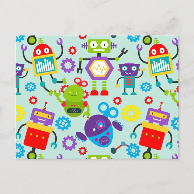 Carte Postale Robot de dessin pour enfants mignon (Devant)