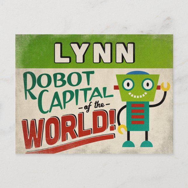 Carte Postale Robot de Lynn Massachusetts - Drôle Vintage (Devant)