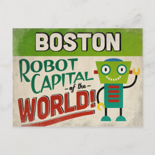 Carte Postale Robot du Massachusetts de Boston - Vintage amusant