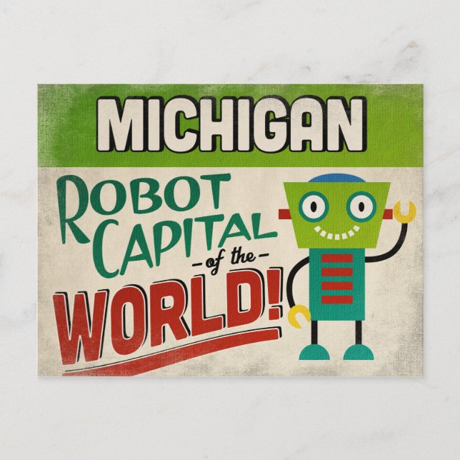 Carte Postale Robot du Michigan - Vintage amusant (Devant)