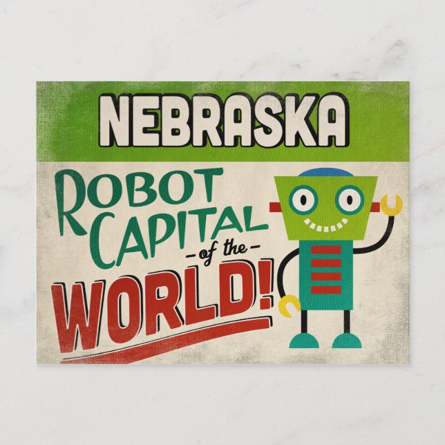 Carte Postale Robot du Nebraska - Vintage amusant (Devant)