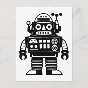 Carte Postale Robot Inspiré du Milieu du Siècle Rétro