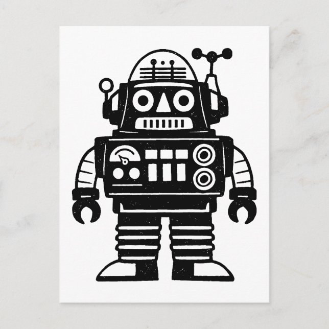 Carte Postale Robot Inspiré du Milieu du Siècle Rétro (Devant)