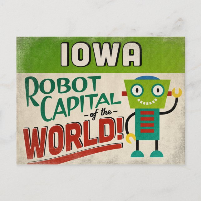 Carte Postale Robot Iowa - Vintage amusant (Devant)