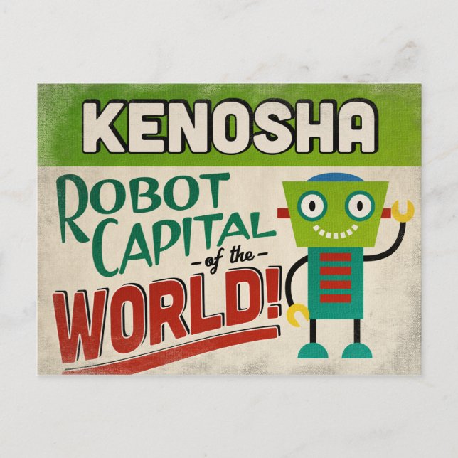 Carte Postale Robot Kenosha Wisconsin - Vintage amusant (Devant)