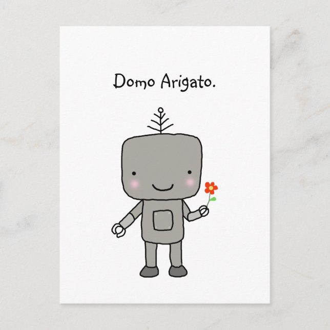 Carte Postale Robot Merci Domo Arigato Cute Drôle Geek (Devant)