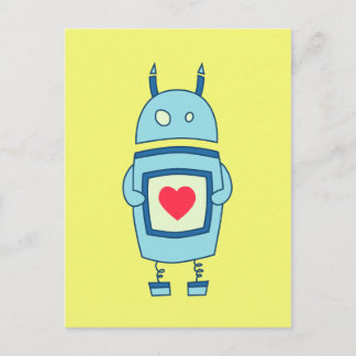 Carte Postale Robot Mignonne Et Maladroit Avec Coeur
