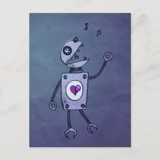 Carte postale Robot rétro de dessin animé mignonne