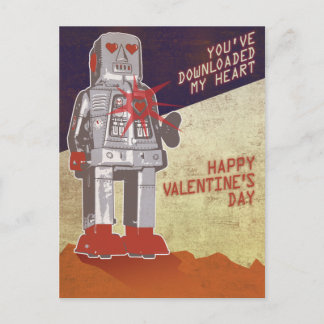 Carte Postale Robot Rétro - Vous avez téléchargé Mon Coeur ...