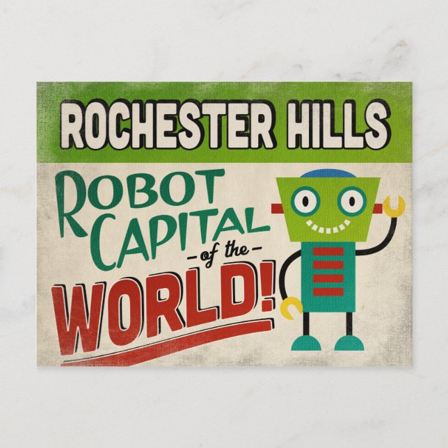 Carte Postale Robot Rochester Hills Michigan - Vintage amusant (Devant)