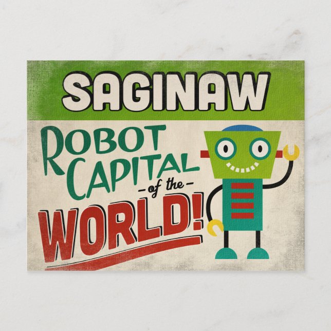 Carte Postale Robot Saginaw Michigan - Vintage amusant (Devant)
