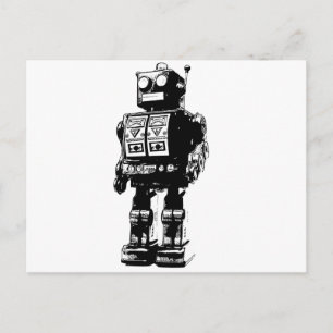 Carte Postale Robot Vintage noir et blanc