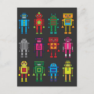 Carte Postale Roboter Geschenk Robotik Retro Spielzeug Spaß