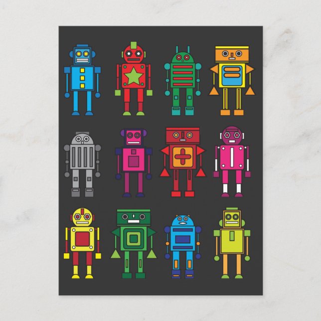 Carte Postale Roboter Geschenk Robotik Retro Spielzeug Spaß (Devant)