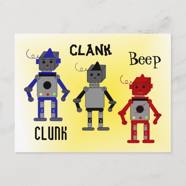 Carte Postale Robots avec des citations amusantes (Devant)