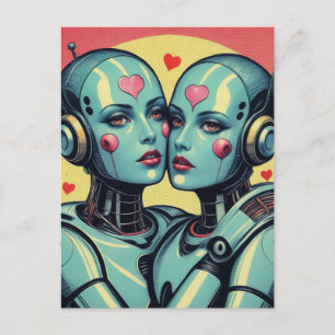 Carte Postale Robots féminins en Love Pop Art